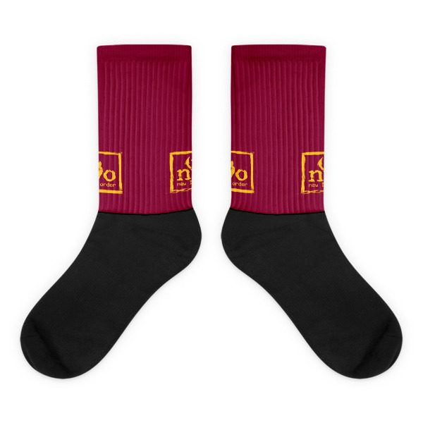nDo Low to Ankle Maroon & Black Foot Socks - Gold Artwork