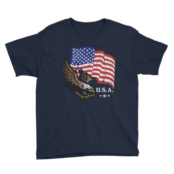 American Flag & Eagle Youth Short Sleeve T-Shirt - Image 2