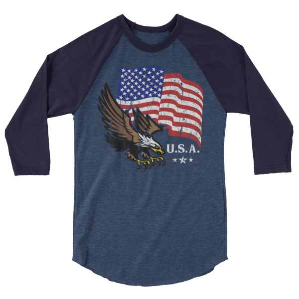 american flag 3/4 sleeve shirt