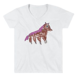 Kid Creation - Horse Drawing - Women's Casual V-Neck Shirt