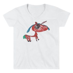 Kid Creation - Unicorn Drawing - Women's Casual V-Neck Shirt